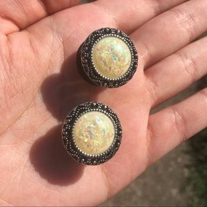 5/8 opal center steel filigree plugs gauges